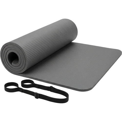 Yomba Closed-Cell NBR Yoga Mat with Carry Strap 183 x 66 cm 10 mm Graphite - Product view