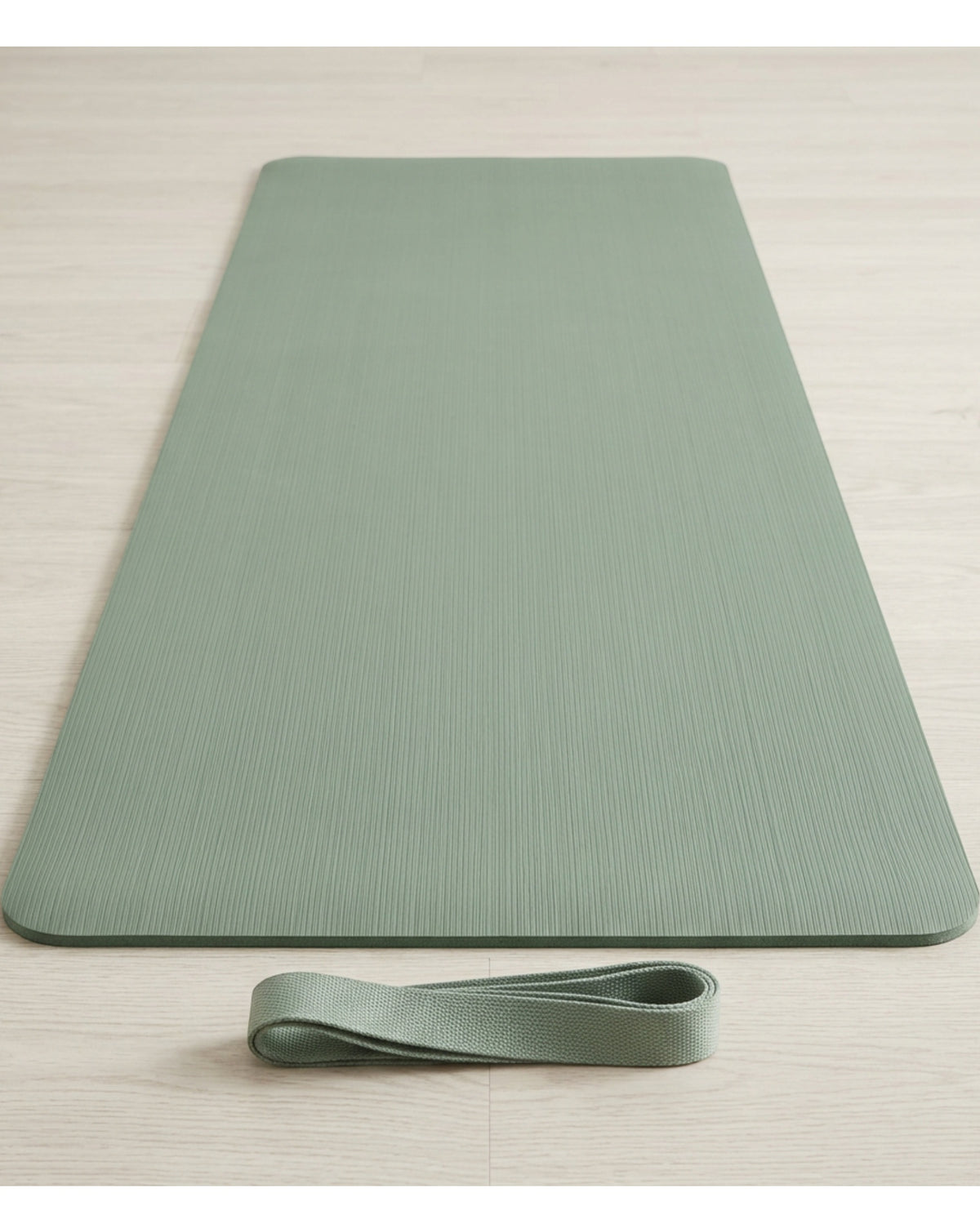 Yomba Dual-Texture TPE Yoga Mat with Carry Strap 183 x 61 cm 6 mm Sage - Lifestyle view