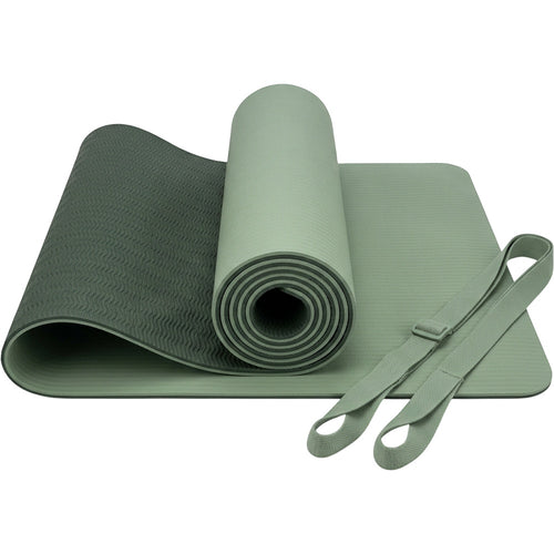 Yomba Dual-Texture TPE Yoga Mat with Carry Strap 183 x 61 cm 6 mm Sage - Product view