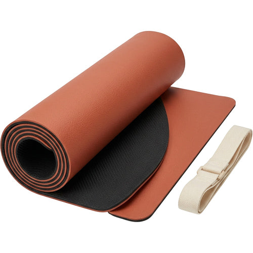 Yomba PU Natural Rubber Yoga Mat with Carry Strap 185 x 68 cm 5 mm Terracotta - Product view